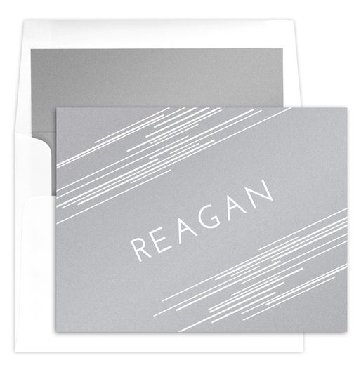 Angled Lines Folded Shimmer Note Cards